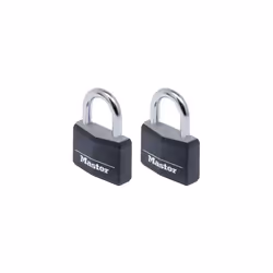 Master Lock 9140TBLK Aluminium Black Vinyl Cover 40mm Padlock 4 Pin - Keyed Alike x 2