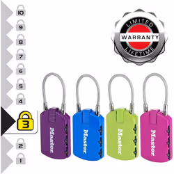 Master Lock 4684EURTCOL Pack of 2 Combination Padlocks with Address Tag, Random Color, 6,5 x 3 x 1,1 cm - Additional view 2
