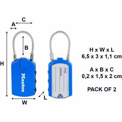 Master Lock 4684EURTCOL Pack of 2 Combination Padlocks with Address Tag, Random Color, 6,5 x 3 x 1,1 cm - Additional view 3