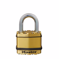 Heavy Duty Padlock, Security Level 8/10, Outdoor, Keyed, Laminated Steel / Brass Finish, Weatherproof, Standard Shackle