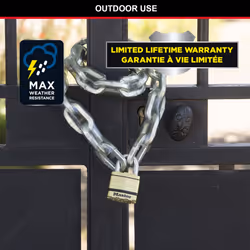 Heavy Duty Padlock, Security Level 8/10, Outdoor, Keyed, Laminated Steel / Brass Finish, Weatherproof, Standard Shackle