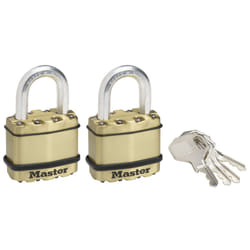 MASTER LOCK 45mm wide Excell laminated steel padlock; brass finish; 2-pack