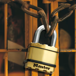 MASTER LOCK 45mm wide Excell laminated steel padlock; brass finish; 2-pack