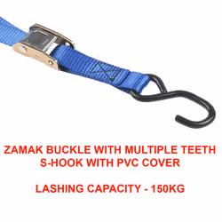 4368EURDAT Certified Strap with Buckle and S Hook, Blue, 2m x 25mm Straps, Pack of 2