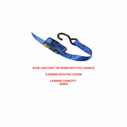 4367EURDAT Certified Ratchet Strap with S Hook, Blue, 5m x 35mm Straps, Pack of 4