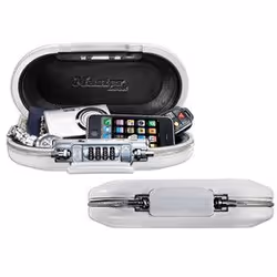 MASTER LOCK Safe space small combination lock box with cable, Portable safe, Metallic, White, Combination lock, 0.7 L, Acrylo ...