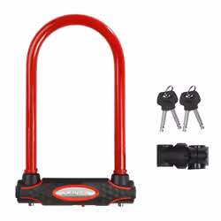 Master Lock 8195EURDPROCOLR Hardened Steel Shackle Heavy Duty Bike D Lock, Red, 210 mm x 110 mm