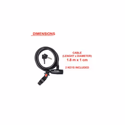 Bike Cable Lock [Key] [1.8 m Coiling Cable] [Outdoor] [Mounting Bracket] 8232EURDPRO - Ideal for Bike, Electric Bike, Skateboards, Strollers, - Additional view 4