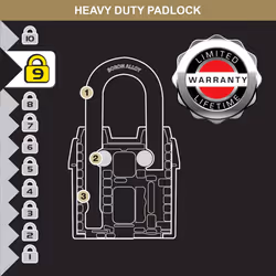 Master Lock 1921EURDCC Heavy Duty Outdoor Padlock with 100 Year Logo Printed, Black, 97 x 54 x 32 mm