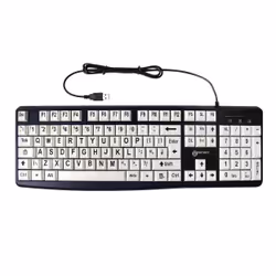This big key. large letter keyboard has large white text on black keys and offers a quality. yet inexpensive option for use w ...