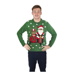 Green Christmas sweater with biker Santa - S / M