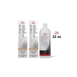 +Dev(Vol.20)32oz) Wella Color Charm 12N/1200 High Lift Blonde Permanent Gel Haircolor - 12N(2