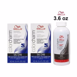 3.6oz) Wella 10A Palest Ash Blonde Color Charm Permanent Liquid Haircolor - 5A+5A+Dev (Vol. 20