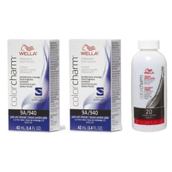 3.6oz) Wella 6A Dark Ash Blonde Color Charm Permanent Liquid Haircolor - 9A+9A+Dev (Vol. 20
