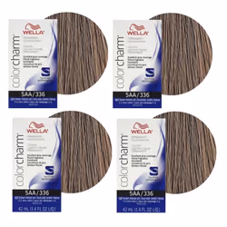 Wella 6AA Dark Blonde Intense Ash Color Charm Permanent Liquid Haircolor - 5AA - pack of 4