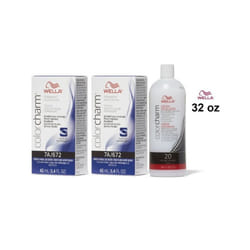 +Dev(Vol.20)32oz) Wella 7A Medium Smokey Ash Blonde Color Charm Permanent Haircolor & Developer (Vol. 20) - 7A(2