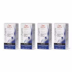 Wella 7A Medium Smokey Ash Blonde Color Charm Permanent Haircolor & Developer (Vol. 20) - 7A/672 - pack of 4