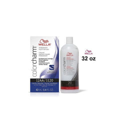 32oz) Wella 12AA Nordic Blonde Color Charm Permanent Liquid Haircolor - 12AA+Dev(Vol.20