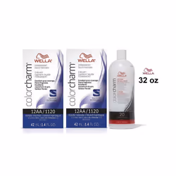 +Dev(Vol.20)32oz) Wella 12AA Nordic Blonde Color Charm Permanent Liquid Haircolor - 12AA(2