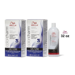 +Dev(Vol.20)32oz) Wella 12C Ultra Light Blonde Color Charm Permanent Hair Colour - 12C(2