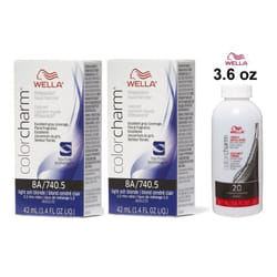 3.6oz) Wella 12C Ultra Light Blonde Color Charm Permanent Hair Colour - 8A+8A+Dev (Vol. 20