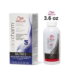 3.6oz) Wella 12C Ultra Light Blonde Color Charm Permanent Hair Colour - 8A + Dev (Vol. 20
