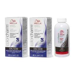 3.6oz) Wella 12C Ultra Light Blonde Color Charm Permanent Hair Colour - 10A+10A+Dev (Vol.20