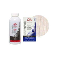 3.6oz) Wella 12C Ultra Light Blonde Color Charm Permanent Hair Colour - 12A+Dev (Vol. 20
