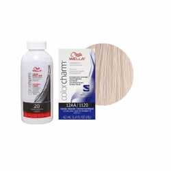 3.6oz) Wella 12C Ultra Light Blonde Color Charm Permanent Hair Colour - 12AA+Dev (Vol. 20