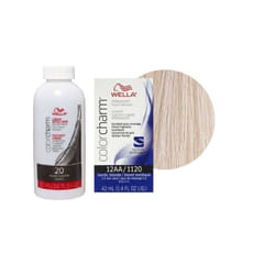 3.6oz) Wella 12C Ultra Light Blonde Color Charm Permanent Hair Colour - 12AA+Dev (Vol. 20