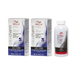 3.6oz) Wella 12C Ultra Light Blonde Color Charm Permanent Hair Colour - 12C+12C+Dev (Vol. 20