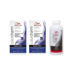 3.6oz) Wella 12C Ultra Light Blonde Color Charm Permanent Hair Colour - 6AA+6AA+Dev (Vol.20