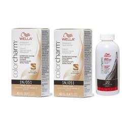 +Dev(Vol.20)3.6oz) Wella 1N Black Color Charm  Permanent Liquid Haircolor - 1N(2