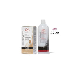 32oz) Wella 1N Black Color Charm  Permanent Liquid Haircolor - 1N+Dev(Vol.20
