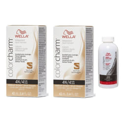 3.6oz) Wella 8N Light Blonde Color Charm Permanent Liquid Haircolor - 8N+8N+Developer (Vol.20