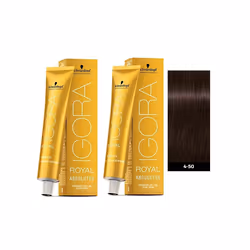 Schwarzkopf Igora Royal 4-50 Medium Brown Gold Natural Permanent Color - 2pks