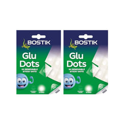Bostik Glu Dots â Removable, Double Sided Clear Glue Dots, For Instant Fixing & Crafts, No Mess, x64 (Pack of 2)
