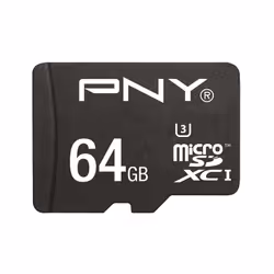 PNY MicroSDXC Turbo Performance 64GB, 64 GB, MicroSDXC, Class 10, UHS-I, 90 MB/s, 40 MB/s