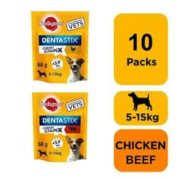 10 Pedigree Dentastix Chewy Chunx Small Medium Dog Treats Mixed Chicken & Beef