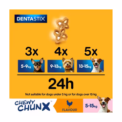 10 Pedigree Dentastix Chewy Chunx Small Medium Dog Treats Mixed Chicken & Beef