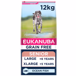 Eukanuba Grain Free Complete Dry Dog Food for Senior Large and Giant Breeds with Ocean Fish 12 kg