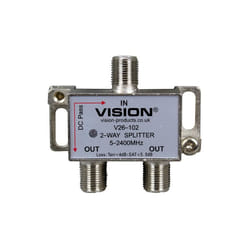 VISION - 2-Way Splitter DC Pass 5-2400MHz LED Indicator V26-102LED