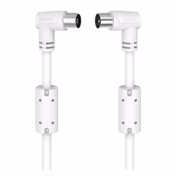 HAMA - Right-Angled Coaxial Fly Lead, Plug to Socket, 1.5m, White