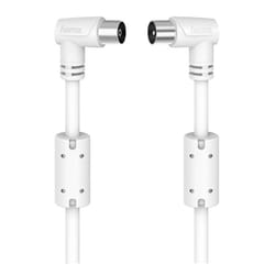HAMA - Right-Angled Coaxial Fly Lead, Plug to Socket, 1.5m, White