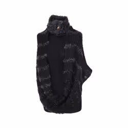 Cuello De Punto Y Pelo Infinito Con Cuello Alto Y Detalle De Botones 67800 Para Mujer - black, TU