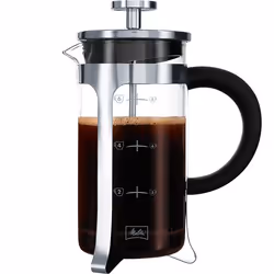 Melitta French Press Premium, French Press, Black, Stainless steel, Transparent, 8 cups, Glass, Stainless steel