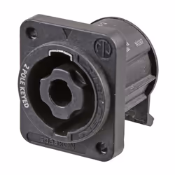 NEUTRIK - 2 Pole SpeakON Chassis Plug Connector, Black D Size Flange, Horizontal PCB Mount