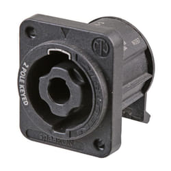 NEUTRIK - 2 Pole SpeakON Chassis Plug Connector, Black D Size Flange, Horizontal PCB Mount