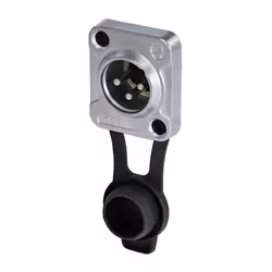 REAN - 3 Pole Front Panel Mount XLR Plug, D Size, IP65, Chrome