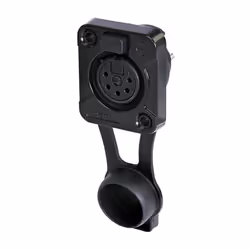REAN - 5 Pole Front Panel Mount XLR Socket, D Size, IP65, Black, Tin Plated Contacts
